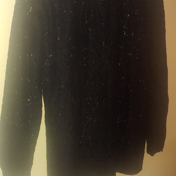 Michael Kors Black Lace long sleeve Blouse Button up size L pre-owned - Picture 8 of 9